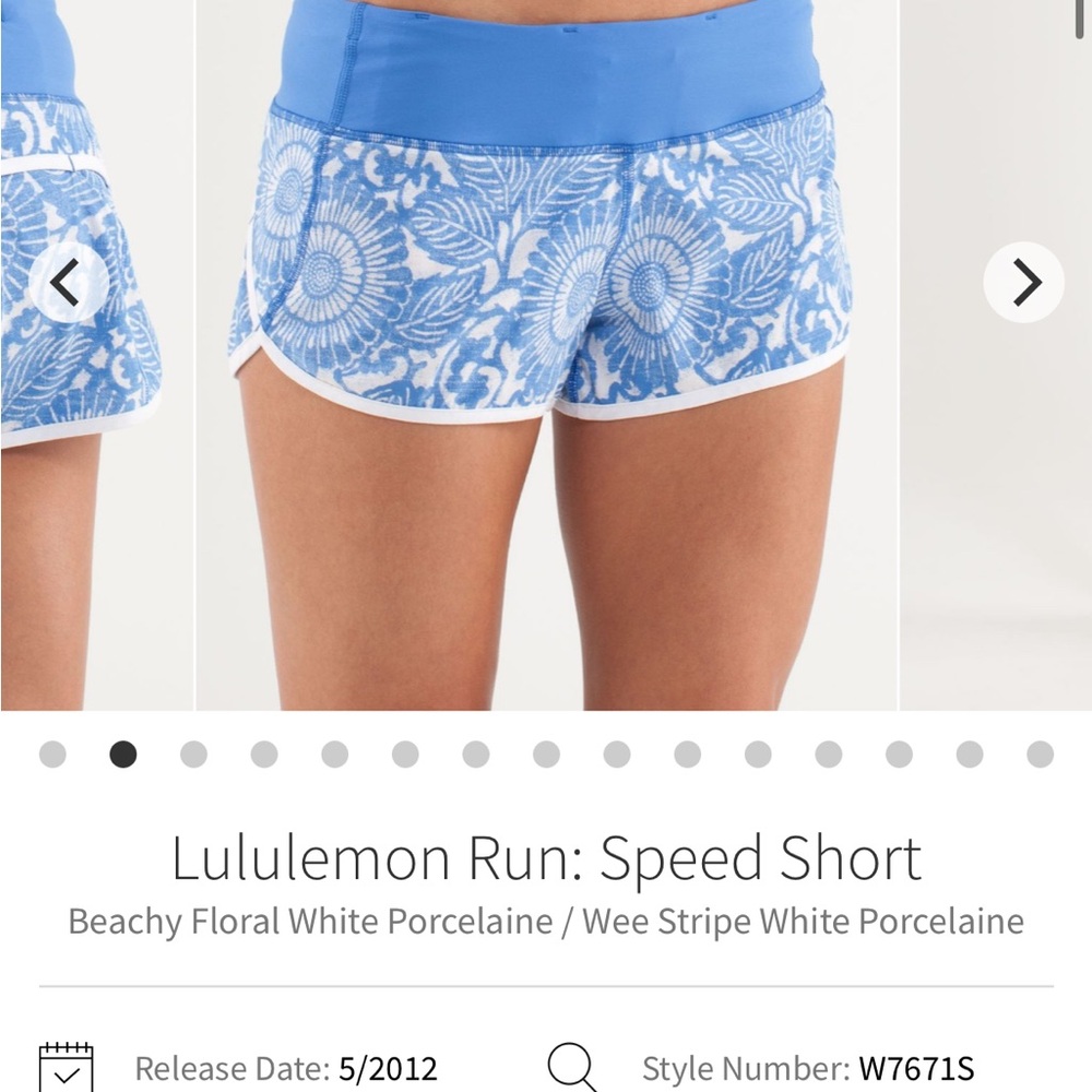 lululemon athletica Run Speed Short — Blue Floral with White Trim